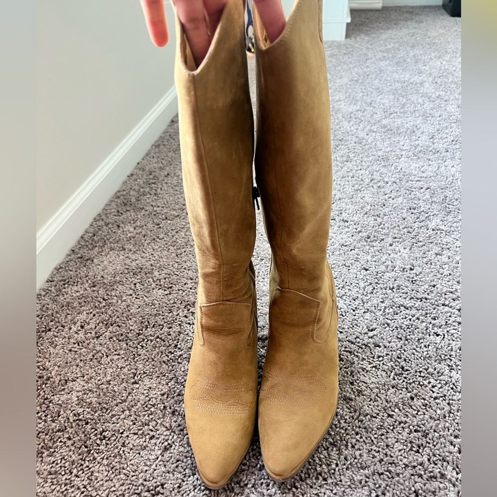 Brown suede boots